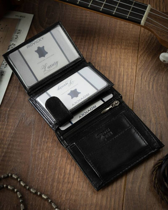 Portfel meski ze skory naturalnej z systemem RFID