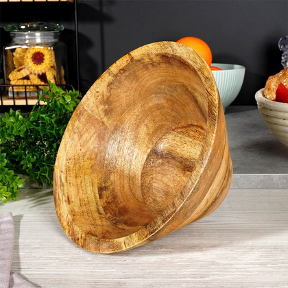 Miska misa na owoce do serwowania dań drewniana 19,5 cm 1 l