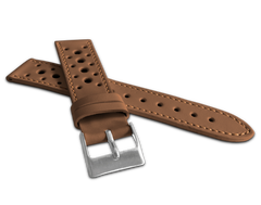 LAVVU Perforowany jasnobrązowy szyty pasek VINTAGE z luksusowej skóry Top Grain - 18