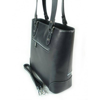 Porządna,praktyczna włoska torebka na ramię a4 szara - grafit V335G