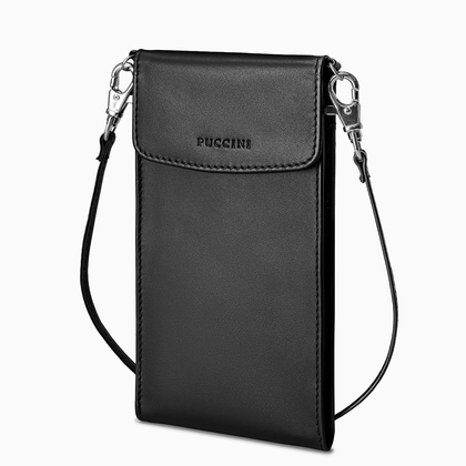 Torebka na telefon skórzana PUCCINI VULCANO VC92525 1 Czarna