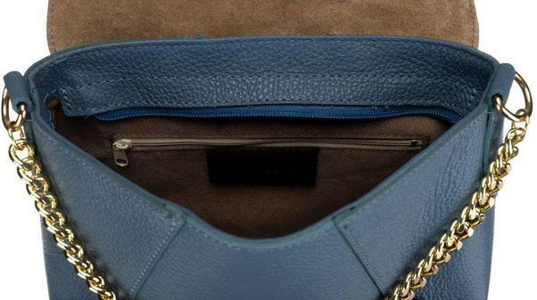 Elegancka listonoszka z łańcuszkiem Peterson Niebieska