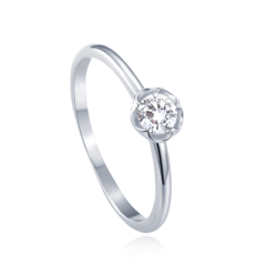 MINET Srebrny pierścionek kwiat z białą cyrkonią wielkość 8 cyrkoniami wielkość 45