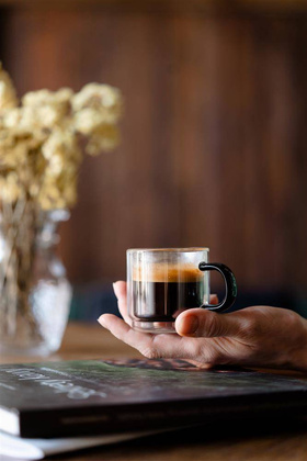 Komplet 2 szklanek z podwójną ścianką do espresso Carbon 80 ml 8548