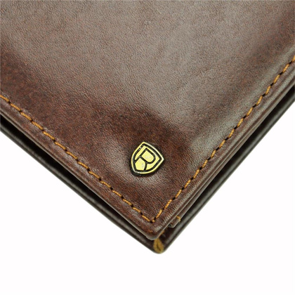 Pionowy, skórzany portfel męski bez zapięcia