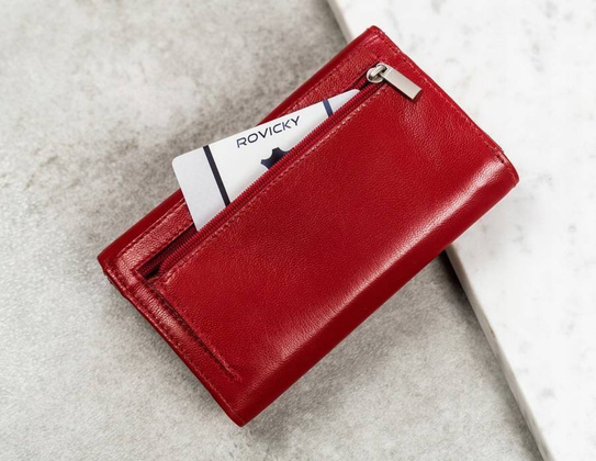 Poziomy portfel damski ze skóry naturalnej z systemem rfid