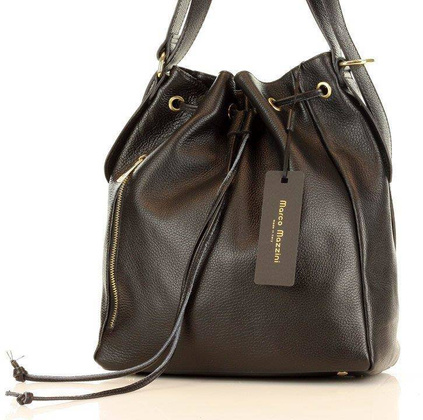 MARCO MAZZINI Miejska torebka skórzana na ramię torba plecak convertible leather bag czarny - min. zamówienie 20 / 50 / 100 szt.