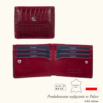 Mały portfel skórzany Canaletto z wzorem krokodylej skóry PD1055cs162 RFID