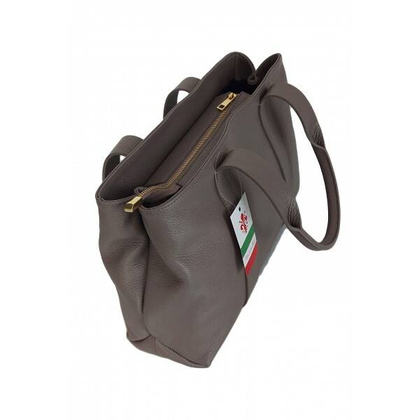 Duża piękna Włoska skórzana torba na ramię pojemna mieści XL ,Vera Pelle Szara VPA78G