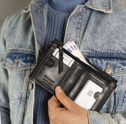 Portfel z dwiema kieszeniami na bilon Rovicky Czarny