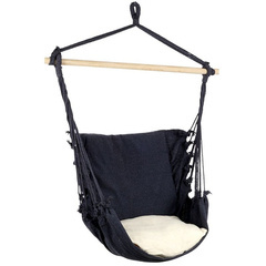 Hamak brazylijski fotel podwieszany grafitowy poducha beżowa