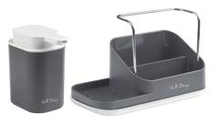 Organizer kuchenny z dozownikiem na płyn Livio Duo szary 8319