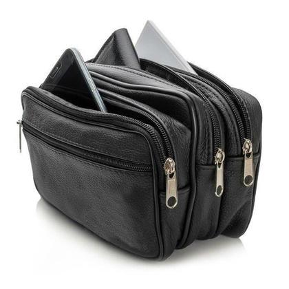 Saszetka skórzana KEMER SOLIER ML24 Czarna - min. zamówienie 20 / 50 / 100 szt.