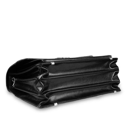 Skórzana aktówka męska teczka na ramię czarna - Pavone Nero Milan 2218 BL