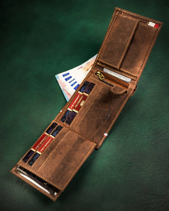 Skorzany portfel meski bez zapiecia