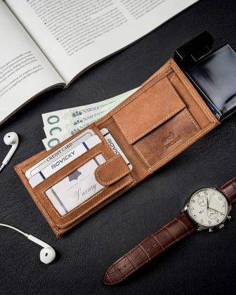 Skórzany portfel męski bez zapięcia