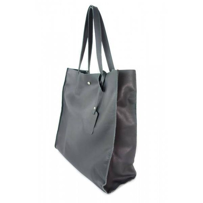 TOREBKA WOREK SHOPPER BAG GENUINE LEATHER NA RAMIĘ A4 SZARA GL46G