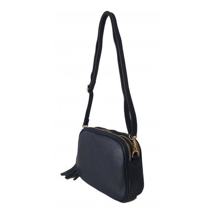 Listonoszka trzy komory frędzelek, złote okucia Vera Pelle Granatowa VP3KZBS