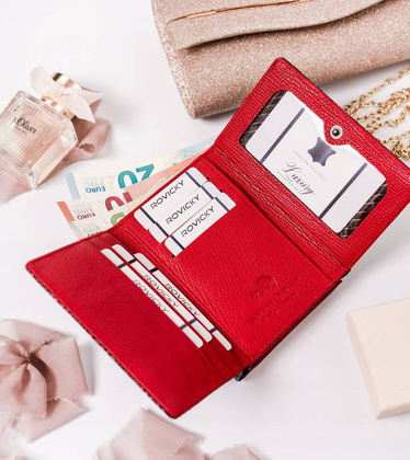 Skórzany portfel damski na bigiel w orientacji poziomej