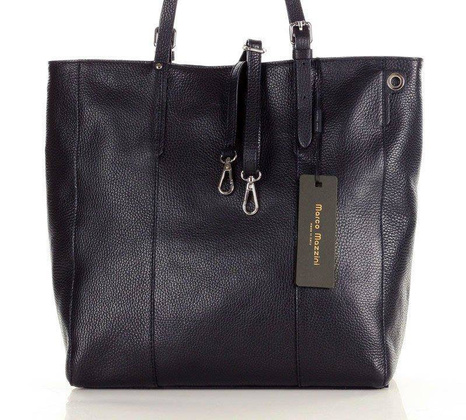 MARCO MAZZINI Elegancka torba skórzana sustainable leather bag ciemna granatowa - min. zamówienie 20 / 50 / 100 szt.
