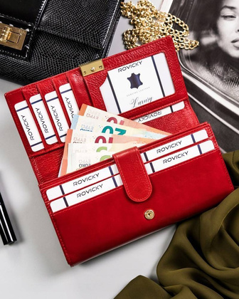 Elegancki, duży portfel damski ze skóry naturalnej