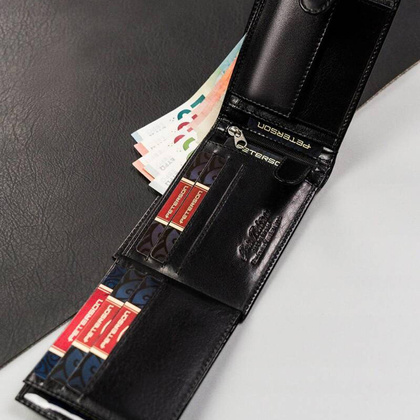 Skórzany męski portfel Peterson PTN 304Z-PR 2-1-1 czarny