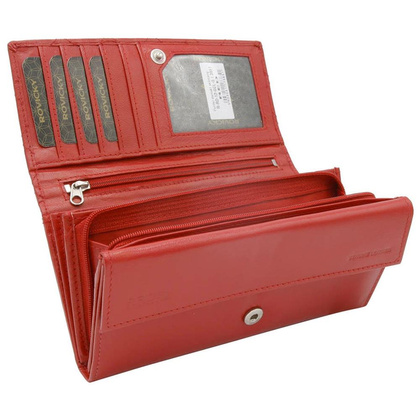 Skórzany portfel damski w orientacji poziomej na zatrzask — Rovicky