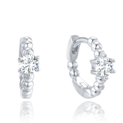 MINET Kolczyki srebrne pierścienie z białymi cyrkoniami