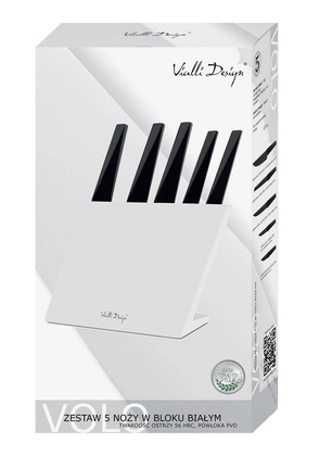 Zestaw 5 noży w bloku VOLO z powłoką nieprzywierającą biały