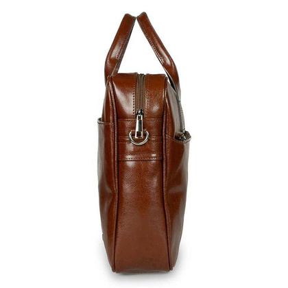 Skórzana torba męska na ramię laptopa 15,6" brązowa - Pavone Nero Siena 2362 BR