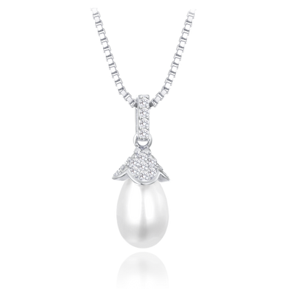 MINET Srebrny naszyjnik z naturalnymi perłami i cyrkoniami