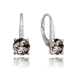 MINET Eleganckie kolczyki srebrne z brązową cyrkonią