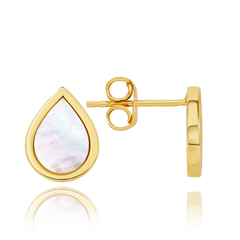 MINET Eleganckie złote kolczyki kroplą z białą masą perłową Au 585/1000 1,65g