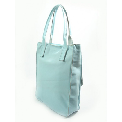 MIĘTOWY WOREK VERA PELLE KIESZENIE WŁOSKA SKÓRA POJEMNA XXL A4 BY44VZ