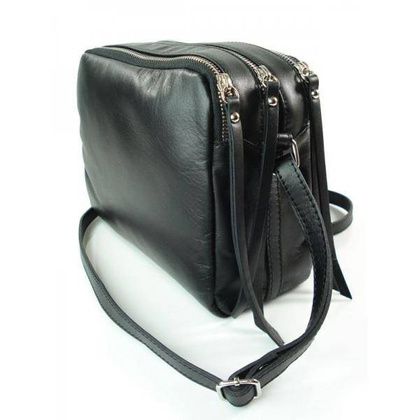 DUŻA LISTONOSZKA A5 TRZY KOMORY SKÓRZANA TOREBKA CZARNA VP333N