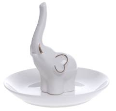 Talerzyk porcelanowy na biżuterię z białym słoniem