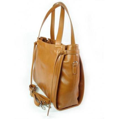 Duża włoska torebka Vera Pelle na ramię ,pojemna Camel WLB199C