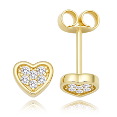 MINET Złote kolczyki serduszka z białymi cyrkoniami Au 585/1000 0,95g