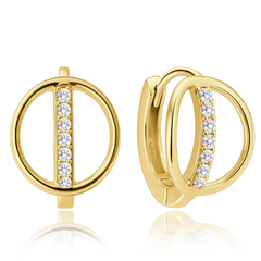 MINET Eleganckie złote kolczyki z białymi cyrkoniami Au 585/1000 1,75g