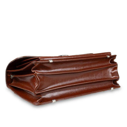 Skórzana aktówka męska teczka na ramię brązowa - Pavone Nero Milan 2201 BR