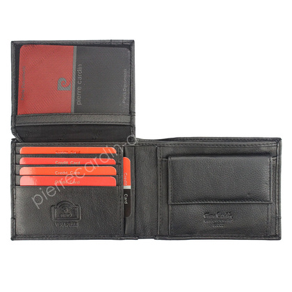 Portfel męski skórzany PIERRE CARDIN CB TILAK26 8806 RFID Czarno niebieski