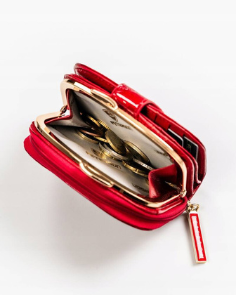 Skorzany portfel damski na bigiel i zatrzask