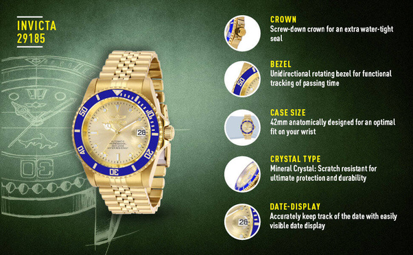 ZEGAREK MĘSKI INVICTA DIVER PROFESSIONAL 29185 - AUTOMAT WR200, koperta 42mm (zv004c)