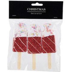 LODY DEKORACJA WISZĄCA BOMBKA 3SZT CZERWONY