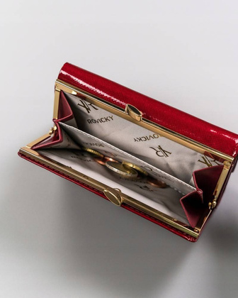 Skórzany portfel damski na bigiel i zatrzask