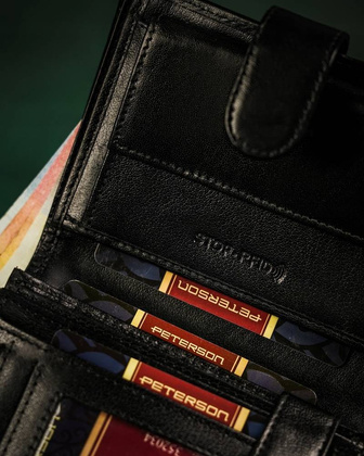 Skorzany portfel meski zapinany na zatrzask