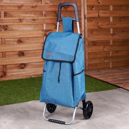 Wózek zakupowy torba zakupowa na kółkach na zakupy niebieska 40 l 30 kg