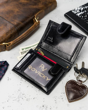 Duży portfel męski ze skóry naturalnej zamykany na zatrzask