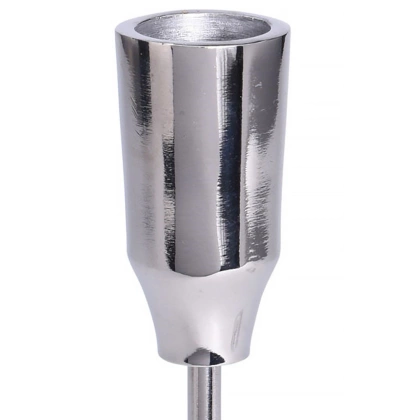 Świecznik aluminiowy stojak podstawka na długą świecę świeczkę srebrny 19,5 cm