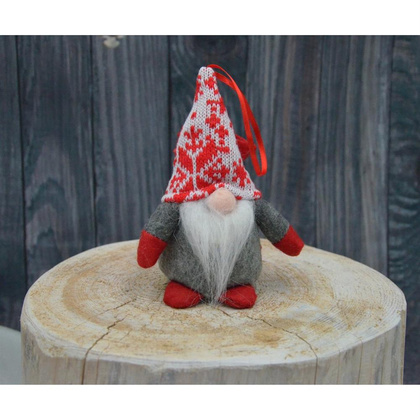 Mikołajek dekoracyjny z workiem na prezent 15cm szary